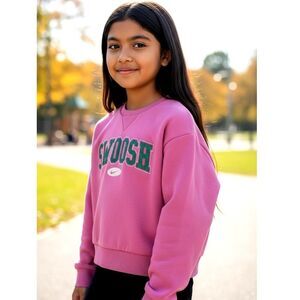 Nike Girls Pink Swoosh Pullover Sweatshirt w/Raised Logo -  Size 6X